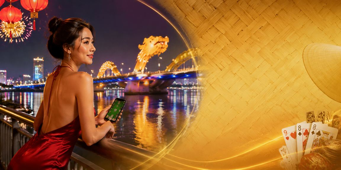 Người chơi tại Đà Nẵng thư giãn với trò chơi bài truyền thống bên cạnh chiếc nón lá